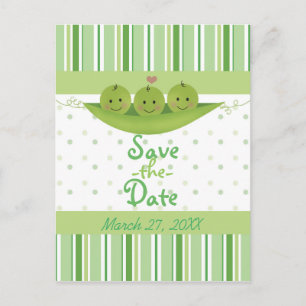 3 Erbsen in einer Hülse Babyshower Drillinge Save Ankündigungspostkarte