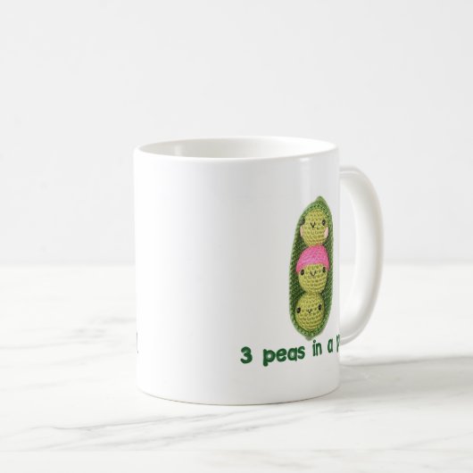 3 Erbsen in einer Hülse Kaffeetasse (VorderseiteRechts)