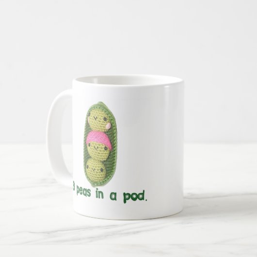 3 Erbsen in einer Hülse Kaffeetasse (Vorderseite Links)