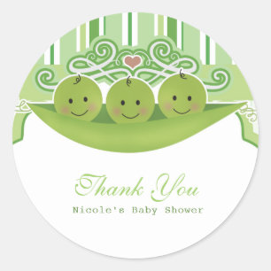 3 Erbsen in einer Schote Drillinge Baby Shower Par Runder Aufkleber
