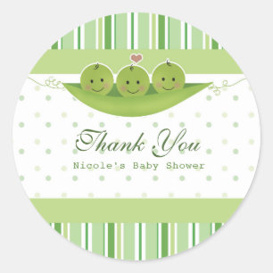 3 Erbsen in einer Schote Drillinge Baby Shower Par Runder Aufkleber