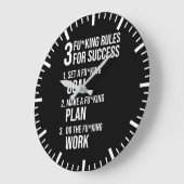 3 Erfolgsregeln - hart Motivierend Große Wanduhr (Winkel)
