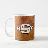3 Erstmaliger Letter Monogram Rusty Steel Plate Co Kaffeetasse (Links)