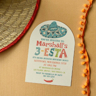 3. Esta Sombrero Boys 3. Geburtstags-Party Einladung