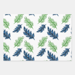 3 Faltblätter, Aquarellbilder Geschenkpapier Set