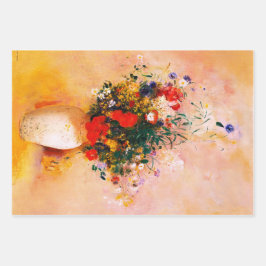 3 Faltblätter für Vintage Blume Geschenkpapier Set