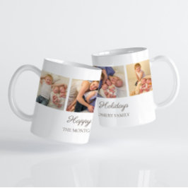 3 Familienfoto Collage Happy Holidays Weihnachten Kaffeetasse