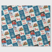 3 Family Foto Collage Script Happy Holidays 2025 Geschenkpapier (Flach)