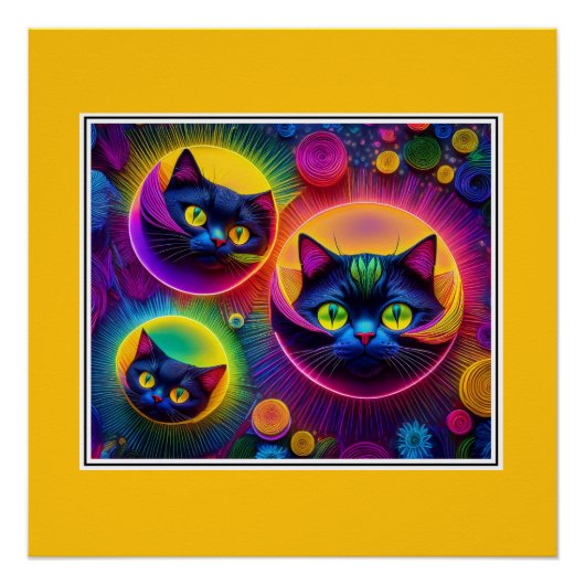 3 Fantasy Cats in Radiergumbbeln Poster (Vorderseite)