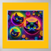 3 Fantasy Cats in Radiergumbbeln Poster (Vorne)
