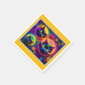 3 Fantasy Cats in Radiergumbbeln Serviette (Ecke)