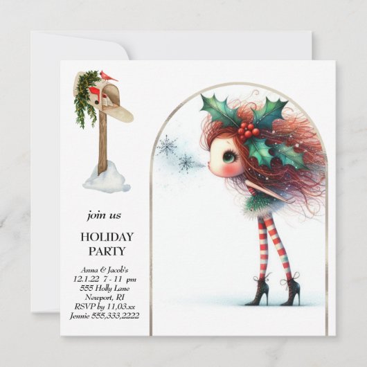 *~* 3 Fantasy Cute Sweet Woman Elf  Einladung (Vorderseite)