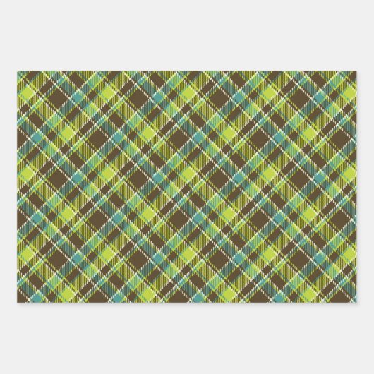 3 Farben karierte Musterverpackungen Papierblätter Geschenkpapier Set (Vorderseite 3)