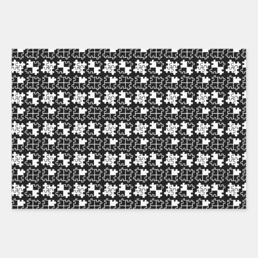 3 Farben Puzzleteile Einfaches Muster Geschenkpapier Set (Vorderseite)