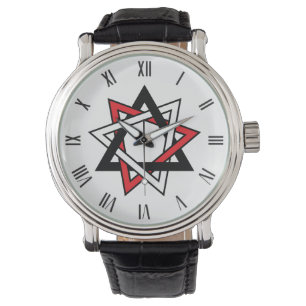 3 Farben Rot Schwarz-weiß Bahai 9 spitze Sterne Armbanduhr