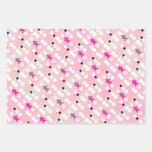 3 Farben Schneemann und Lebkuchenpapier Geschenkpapier Set (Vorderseite 3)