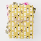 3 Farben Schneemann und Lebkuchenpapier Geschenkpapier Set (Beispiel)