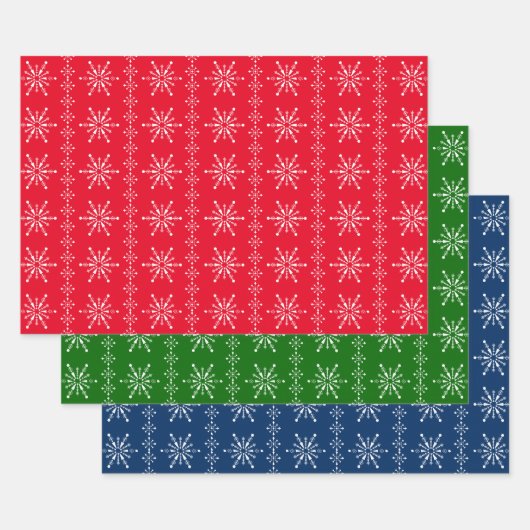 3 Farben Weihnachtsschneeflocken Geschenkpapier Set (Set)