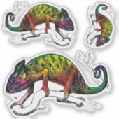 3 Farbenfrohe Chameleon Lizard Aufkleber (Vorderseite)