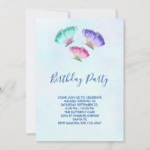 3 Farbenfrohe Pastelle Wasserfarben Schmetterlinge Einladung (Vorderseite)
