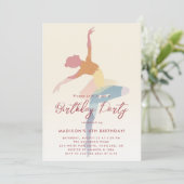 3 farbige Silhouette Ballerina Geburtstagsparty Einladung (Stehend Vorderseite)