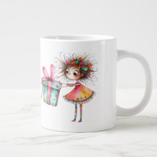 * 3 Farbige Whimsical Weihnachts Mädchen Gesche Jumbo-Tasse