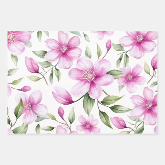 3 Farbtöne des Blumenmusters Geschenkpapier Set (Vorderseite 3)