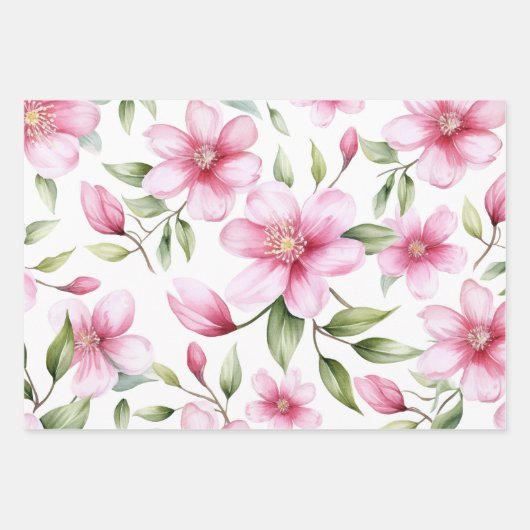 3 Farbtöne des Blumenmusters Geschenkpapier Set (Vorderseite)