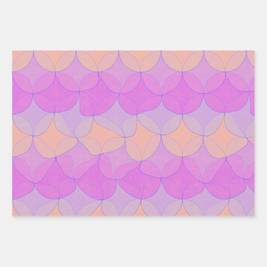 3 Farbvarianten // Wellengeometrisches Schleifpapi Geschenkpapier Set (Vorderseite)