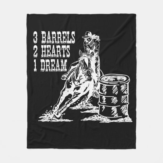 3 Fässer 2 Herzen 1 Traum Barrel Racing Fleecedecke (Vorderseite)