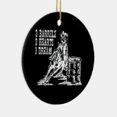 3 Fässer 2 Herzen 1 Traum Barrel Racing Keramik Ornament (Rechts)