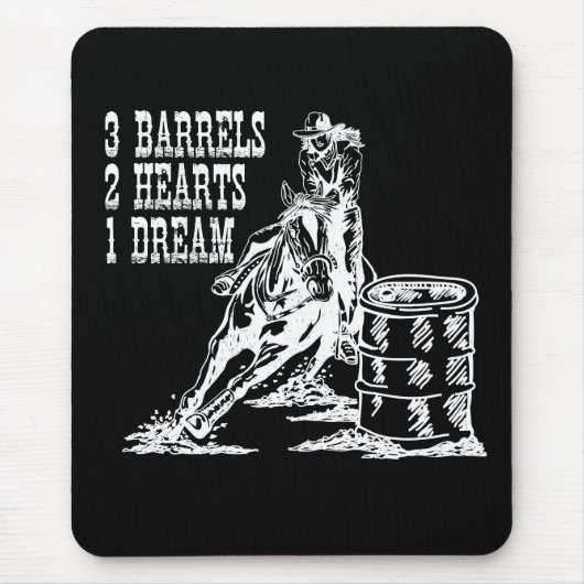 3 Fässer 2 Herzen 1 Traum Barrel Racing Mousepad (Vorne)