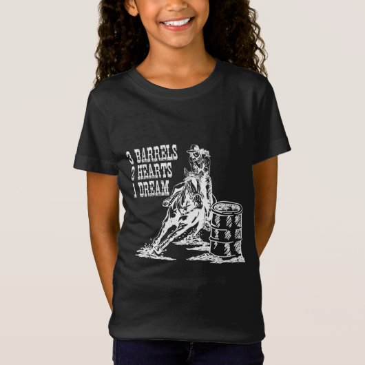 3 Fässer 2 Herzen 1 Traum Barrel Racing T-Shirt (Vorderseite)