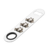 3 faule Pandas Speed Flaschenöffner (Vorderseite Schrägansicht)