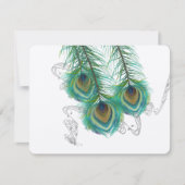 3 Feathers Peacock Birds Dark Wedding Response RSVP Karte (Vorderseite)