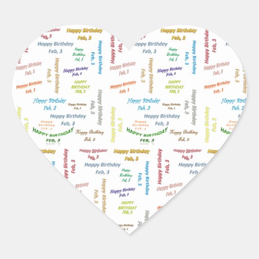 3. Februar Herz-Aufkleber (Vorderseite)