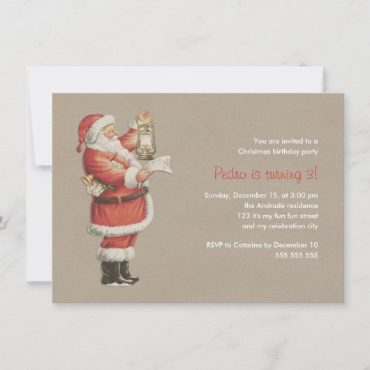 3. Feiertag Weihnachtsgeburtstags-Party-Vintager Einladung (Vorderseite)