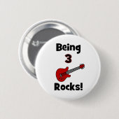 3 Felsen sein! Mit Gitarre Rockstar Rocker Button (Vorne & Hinten)
