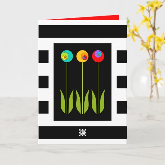 3 Fibonacci-Blume auf Fettstreifen HS Grad Karte (Gelbe Blume)