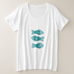 3 Fische in der Abbildung Große Größe T-Shirt