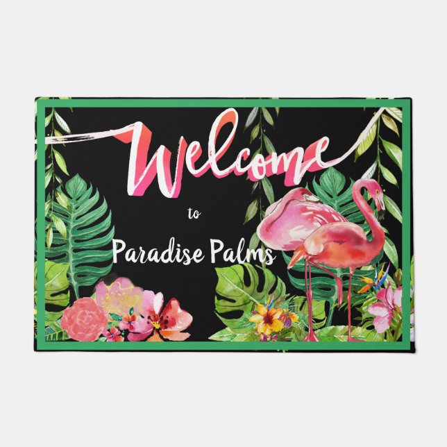 3 Flamingo Paradise Beach House Doormat Fußmatte (Vorderseite)
