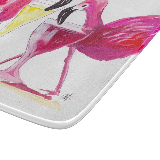 3 Flamingos Glasschneidplatte Schneidebrett (Ecke)