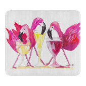 3 Flamingos Glasschneidplatte Schneidebrett (Vorderseite)