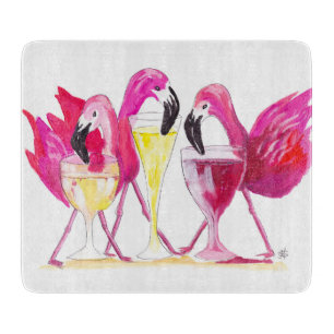 3 Flamingos Glasschneidplatte Schneidebrett
