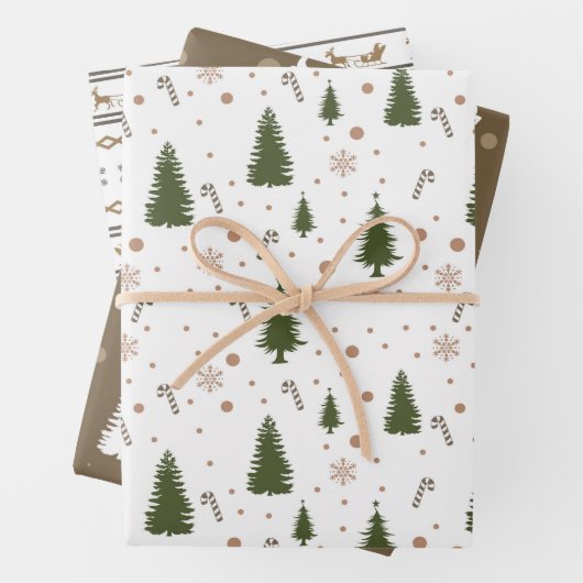 3 Folien zu Weihnachts-Themenabbildungen Geschenkpapier Set (Beispiel)