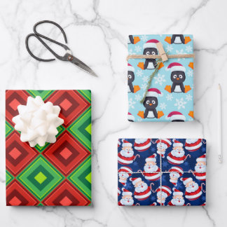 3 Folien zu Weihnachts-Themenabbildungen Geschenkpapier Set