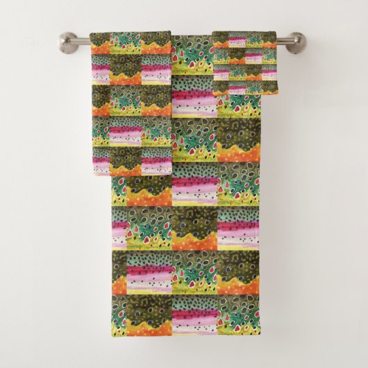 3 Forelle-Häute von den Malereien Badhandtuch Set (Insitu)