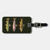 3 Forellen - Bach, Braun, Regenbogen Gepäckanhänger (Vorderseite horizontal)