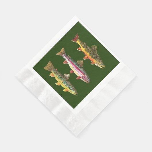 3 Forellen - Bach, Regenbogen, Brown Fisherman Serviette (Ecke)