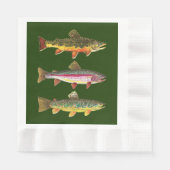 3 Forellen - Bach, Regenbogen, Brown Fisherman Serviette (Vorderseite)
